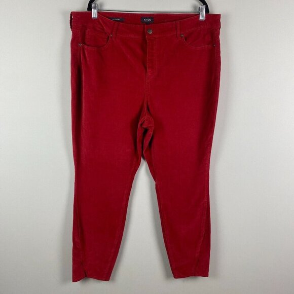 NYDJ Ami Twist Seam Ankle Slit Velvet Pants Size 18W Red - Picture 1 of 12